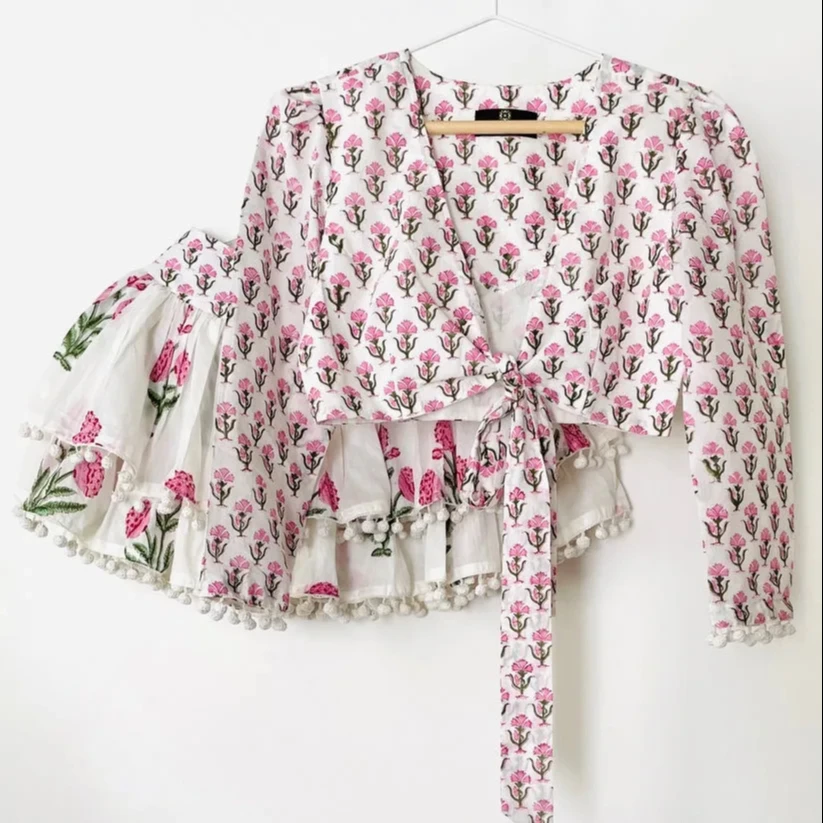 Gulabi Poppy Mini skirt set Casual Dress for Womens closed neck Cotton Women Dress from Indian Manufacturer and Exporter