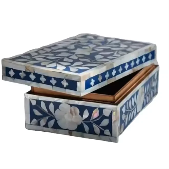 Handmade Decorative Jewellery Box Home Goods Storage Bone Inlay Finished Wooden Storage Box With Best Price