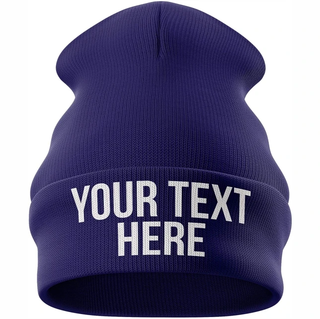 Purple Print House Personalised Beanie Hat - Custom Text Embroidered Beanie Winter Hat Personalised Gifts
