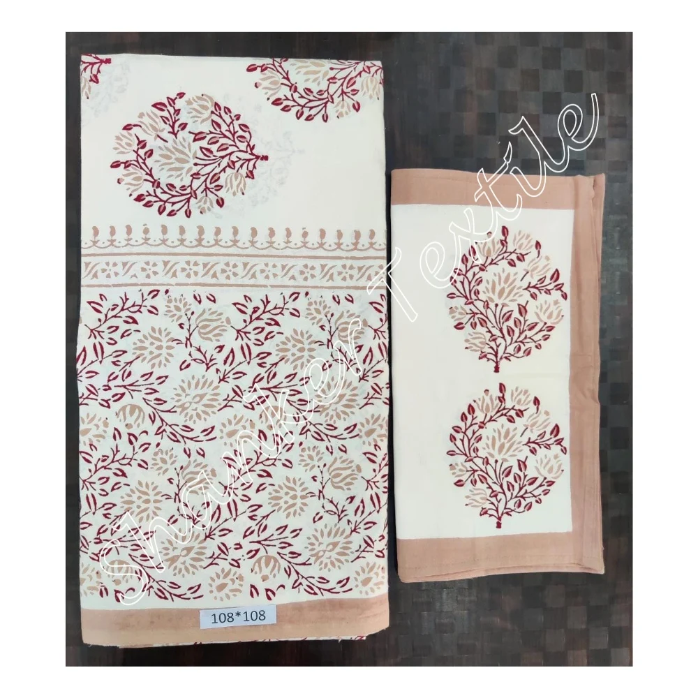 New Print Classic Indian Handmade King Size 108x108 Cotton Premium Cotton Bedsheet With Pillow Cover Set