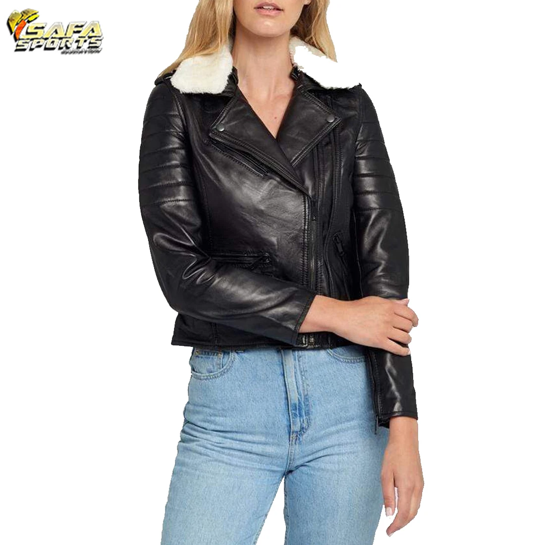 2024 Winter New Large Artificial Fox Fur Slim Pu Short Coat Women Thickened Inner Lining Faux Sheepskin Leather Jacket