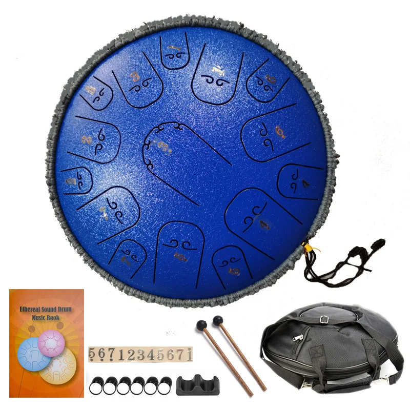 14inch 15Notes Steel Tongue drum percussion-instrument Handpan with carrying and mallets