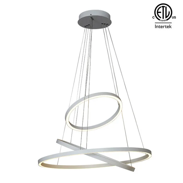 ETL America Round Ring Light 23 Inch Chandelier LED Acrylic Chandelier Circle Pendant Lamp 3 Ring Hanging Light Europe Modern