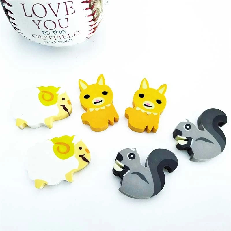 Best Quality Rubber Shaped With Animals Wholesale Bulk  Eraser for Kids Pencil Mistake