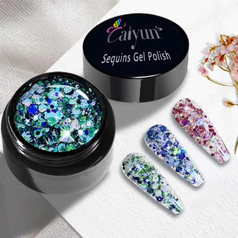 New Arrivals Nail Gel Polish Super Shiny Multi-colors Optional Natural Resin Sequins Gel