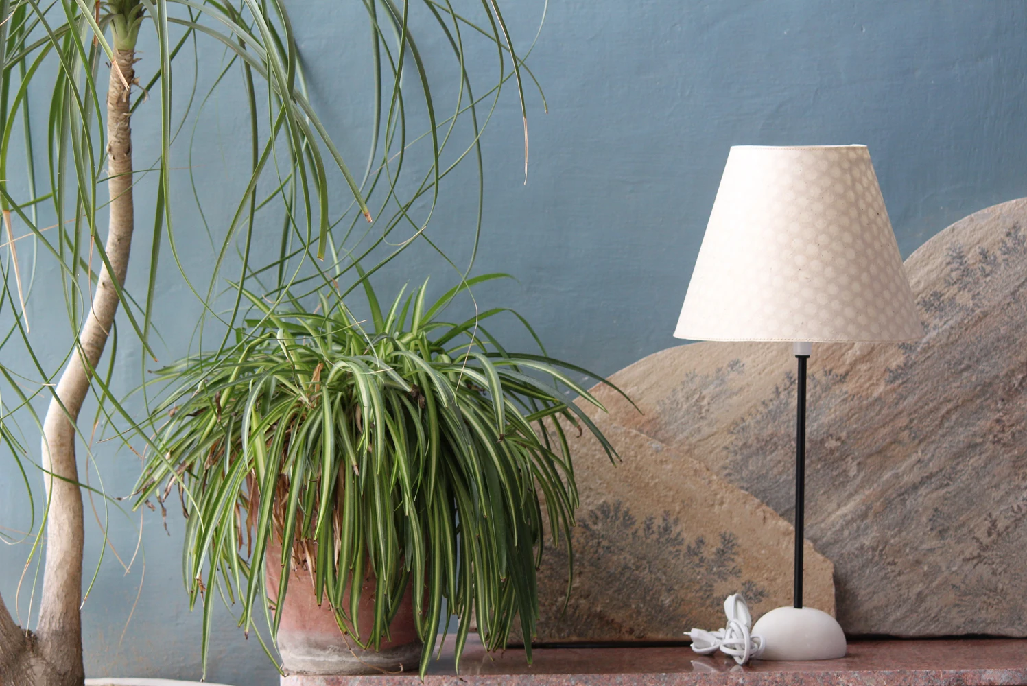 100% Hemp Fiber Organic Paper Together With Designed Lace Paper Purely Recycled & Handmade Cream Color Beautiful Lamp