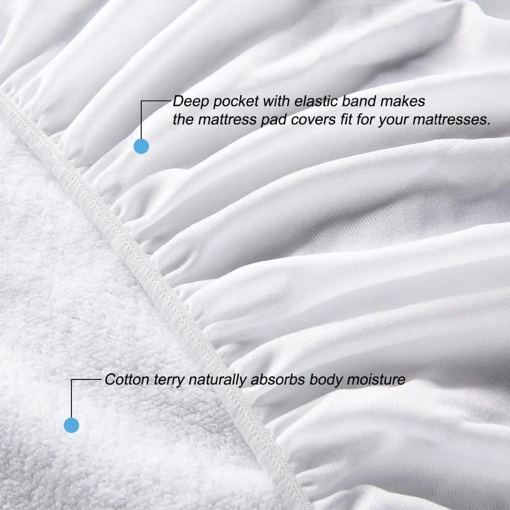 Mattress Protector Cotton Terry Fitted Bed Cover Waterproof Mattress Protector Cover