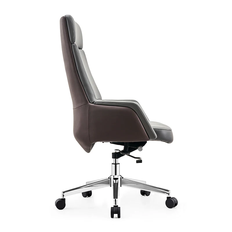 Comfortable High Back Grey PU Ergonomic Swivel Meeting Room Chair Luxury Executive Leather Office Chairs