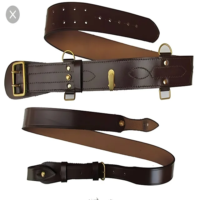 Custom Original Cowhide Soft Leather Cross Over Belt Sam Browne Genuine Leather Belts