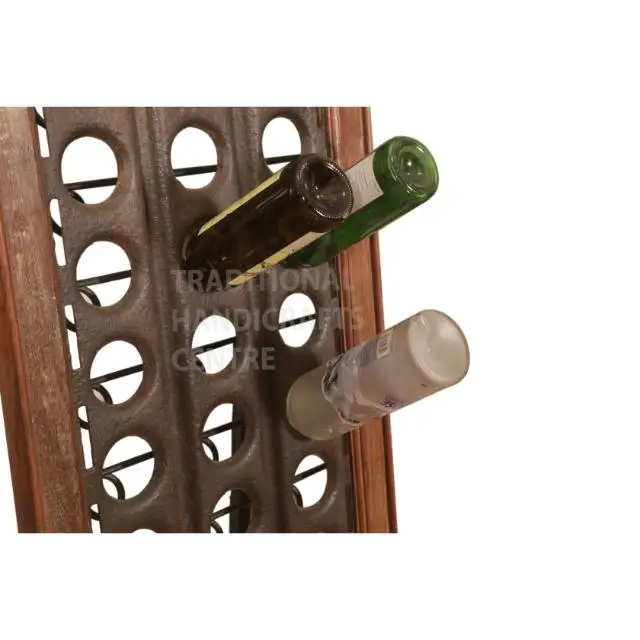 Vintage Luxury Iron Bottle Stand With Wooden Antique Living Room Home Bar Hotel Restaurant Furniture