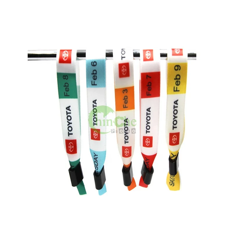 Festival event ribbon fabric wrist band custom vip ticket event bracelet woven wristband