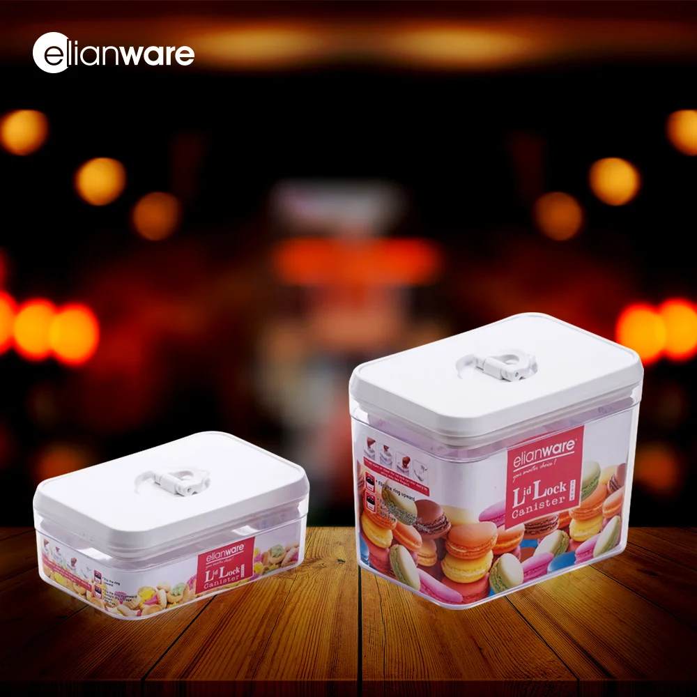 Elianware Airtight Plastic Container Multipurpose Food Storage Canister with Rectangular Lid for Kitchen Use Coffee Storage