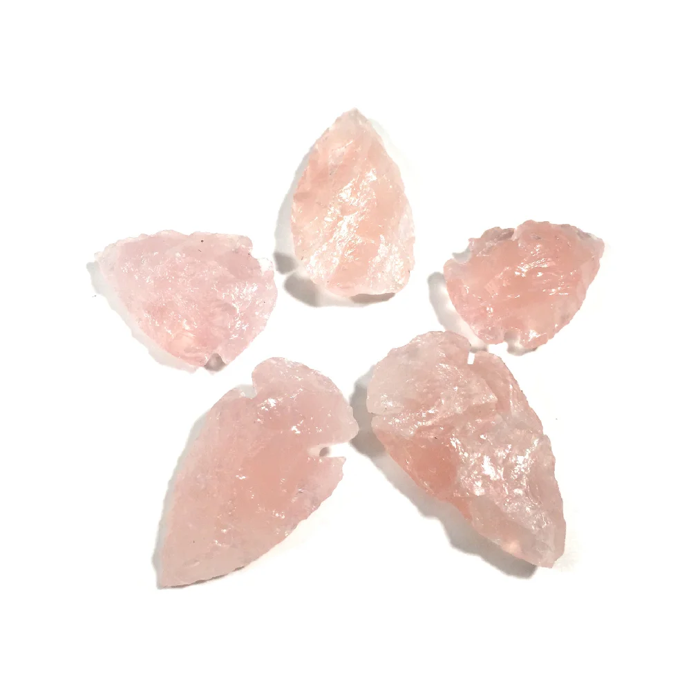 Rose Quartz Arrowhead for Wire Wrapping Wholesale Natural Stone Genuine Loose Arrowhead Bulk Gemstone Carving Crystal