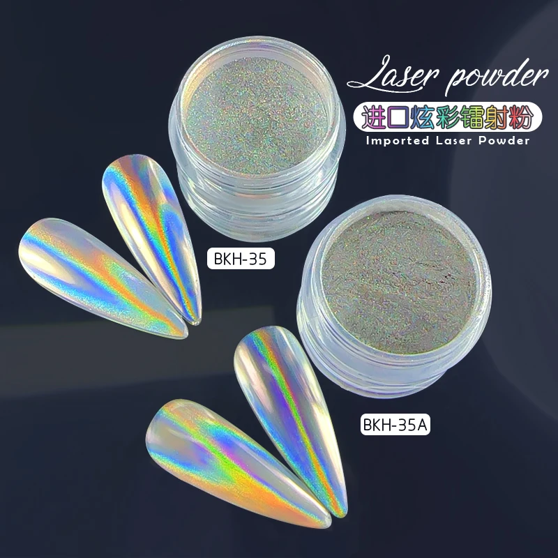 BOKO Laser Nail Glitter Holographic Chrome Nail Powder Magic Mirror Shinning Rub Dust For Gel Polish Nails Art Decort BKH