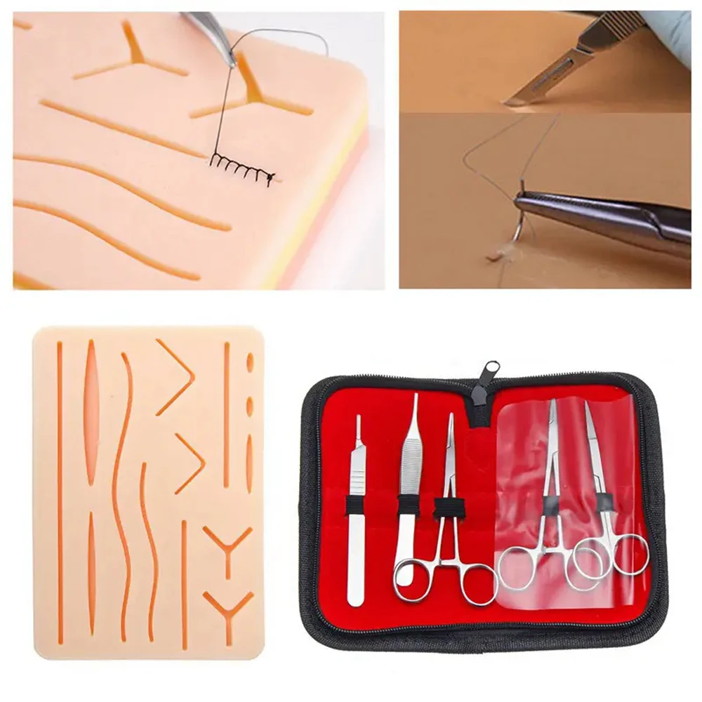 New Arrival 17 Piece Silicone Stainless Steel Surgical Tools Wound Skin Training Practice Sutur Kit