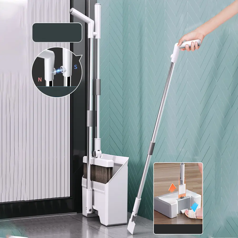 Manufacturer Wholesale Folding Broom And Foldable Dustpan Set With Floor Squeegee Home Standing Upright Sweep Use