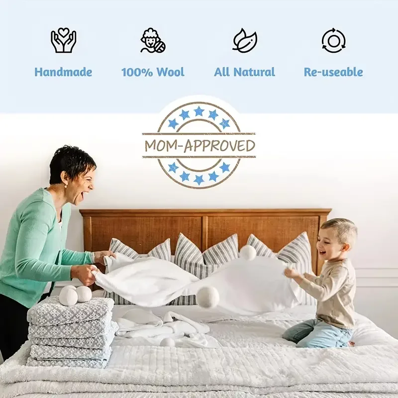 Reusable Premium Natural Wool Dryer Balls Replace Dryer Sheets Fabric Softener Laundry Balls For Dryer