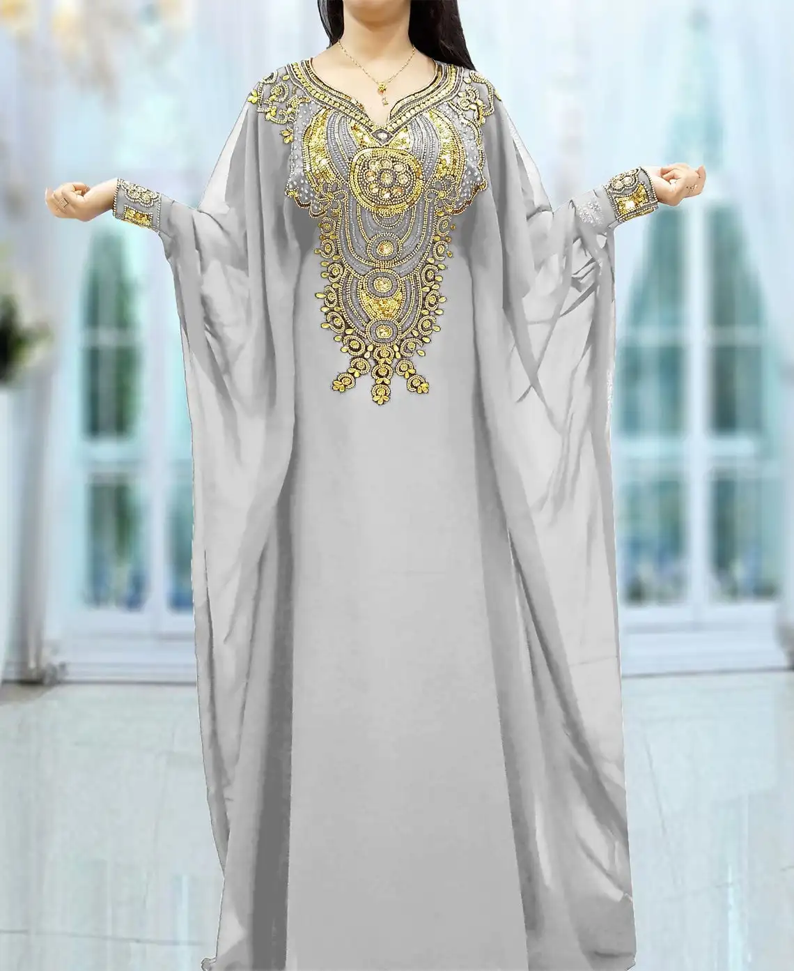 Красивое платье ручной работы с бусинами, Марокканское платье кафтан, женская одежда