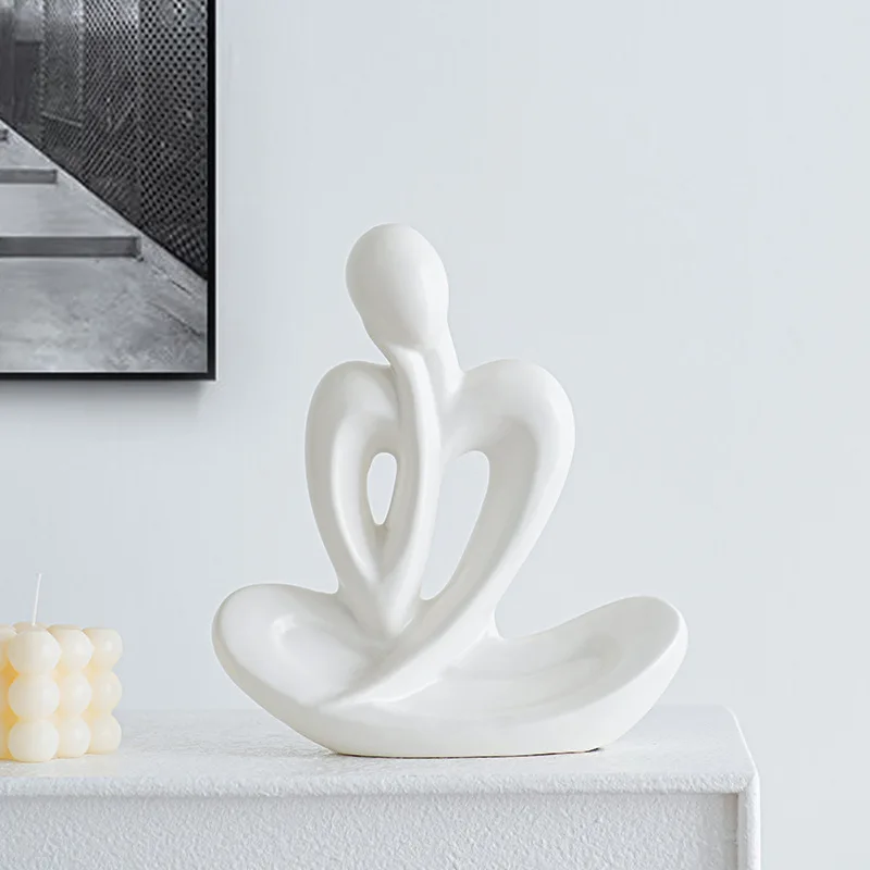Hot sale New creative Nordic figure thinker abstract ceramic ornaments living room desktop wine cabinet home decorations