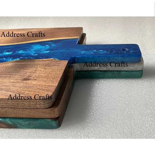 Wholesale Acacia Wood And Epoxy Resin Breakfast Boards Wooden Charcuterie Board Resin Cutting Board Kitchenware Chopping Blocks