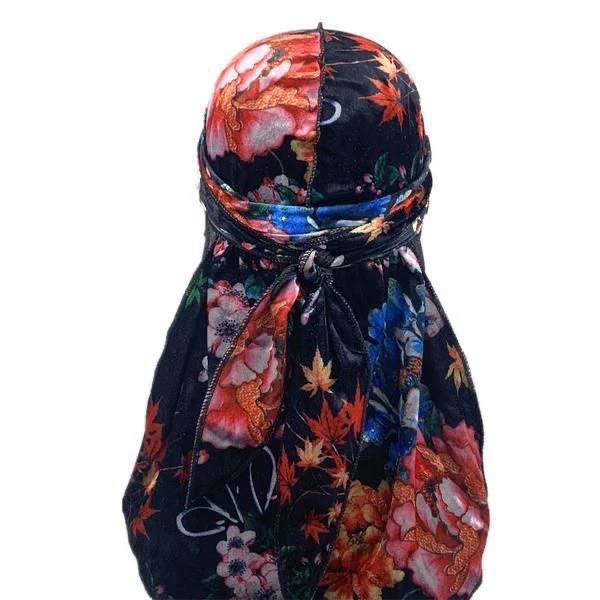 Wholesale silk hair durag  with head tie wraps custom logo designer durags satin