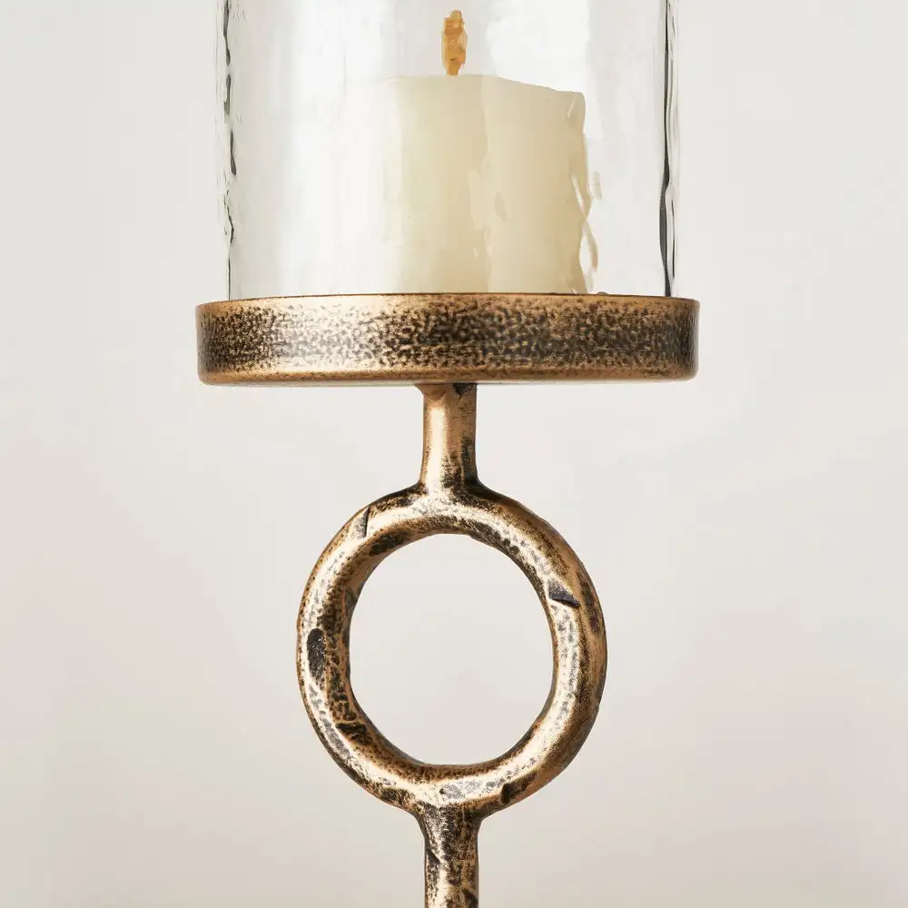 Vintage Cast Metal Marble Rim Taper Candle Holder Iron Decorative Candle Stand Wedding Dining Christmas Parties Table Lamp Decor