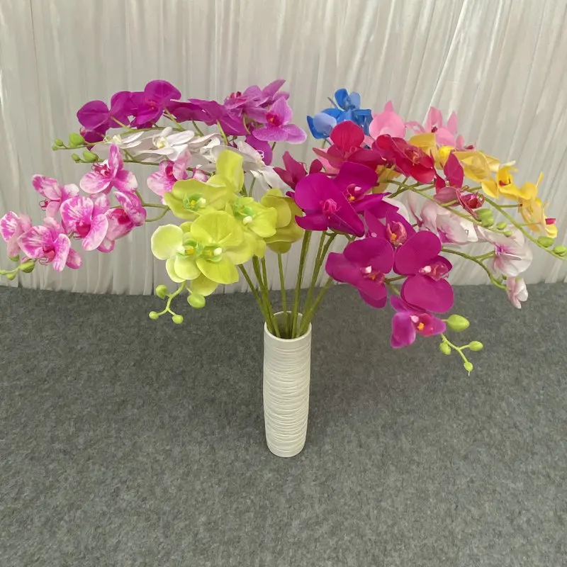 New design European silk simulation 7 heads phalaenopsis flower decor silk orchids artificial flower for wedding decor