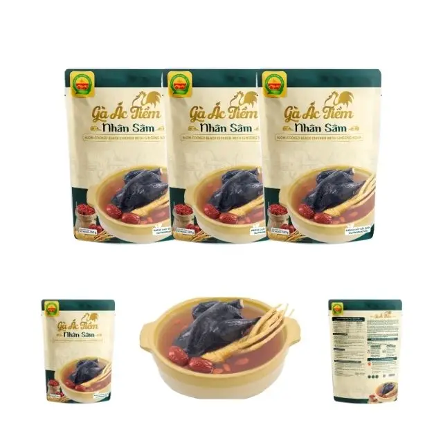 Мгновенная медленно приготовленная черная курица с супом из женьшеня 24 пс 350 г питательный суп полезный для здоровья ISO HACCP OEM Vietnam factory