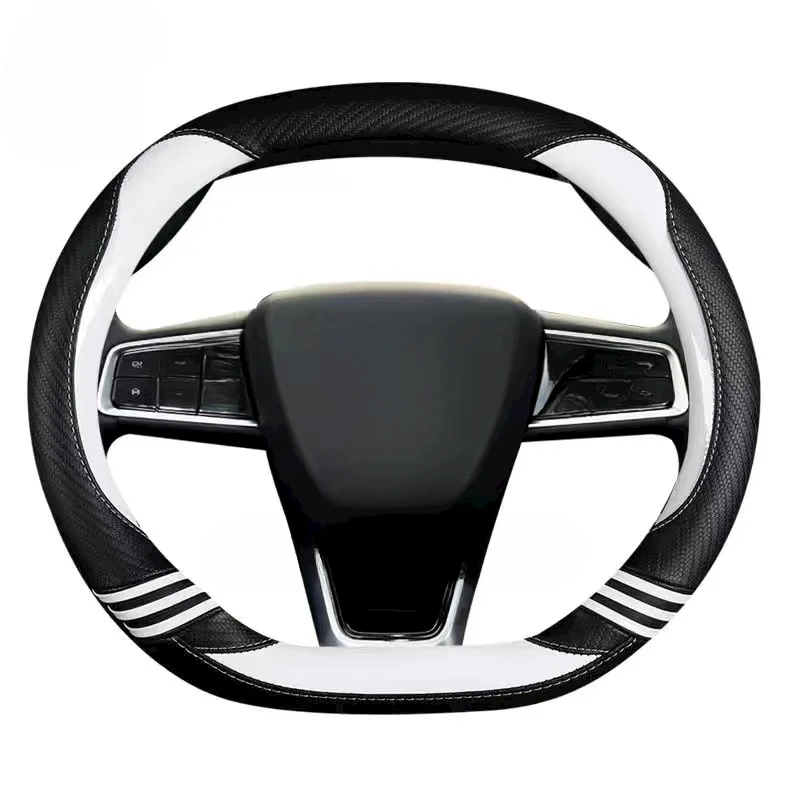 New anti-slip wear-resistant carbon fiber + PU leather car steering wheel cover