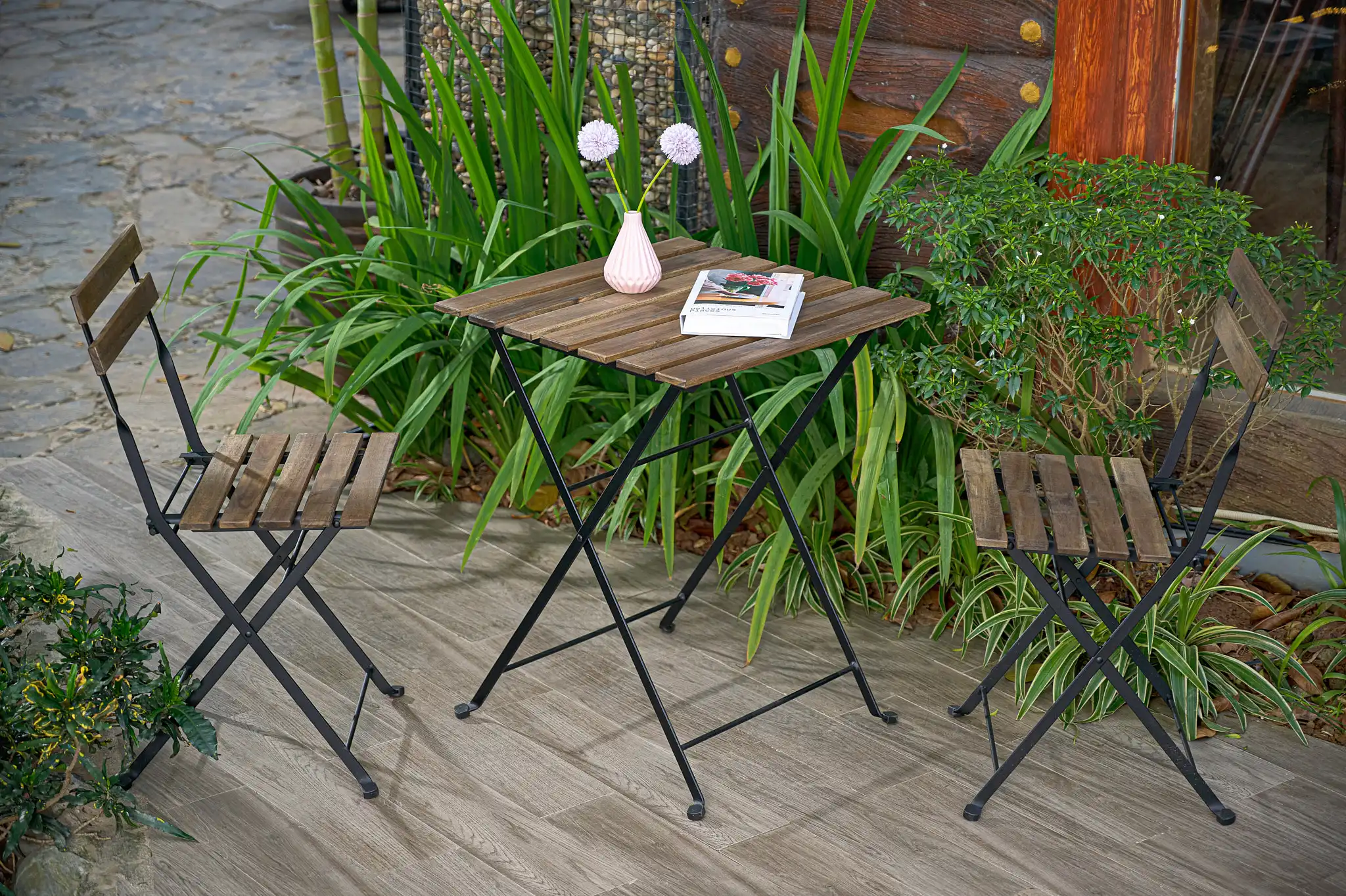 Patio Garden Bistro Set Teak Wood Outdoor Furniture
