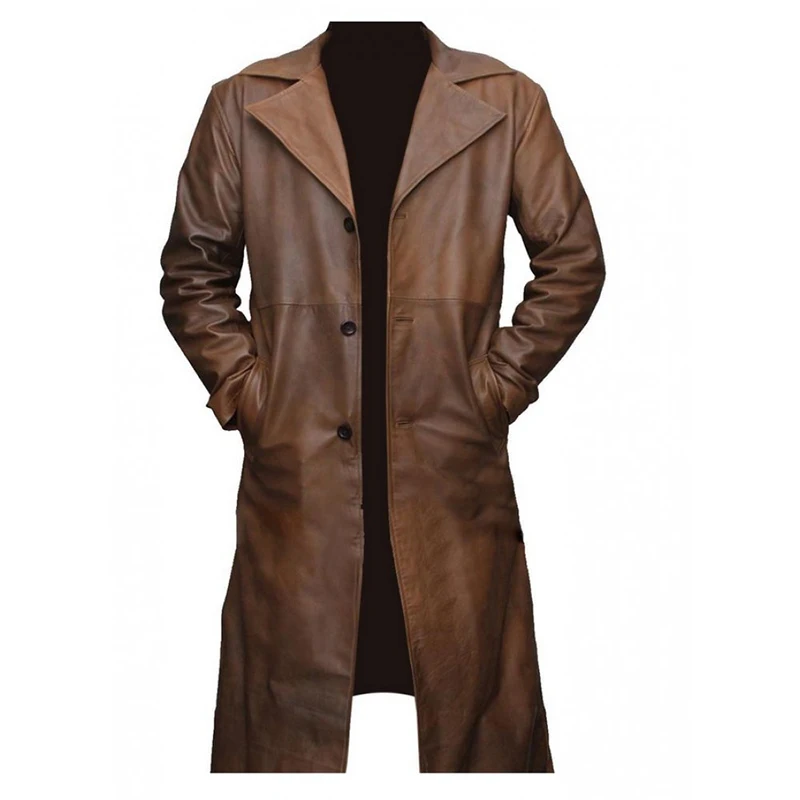 Easy to wear long lasting genuine leather male long coats bulk quantity fast shipping windproof long coats for sale