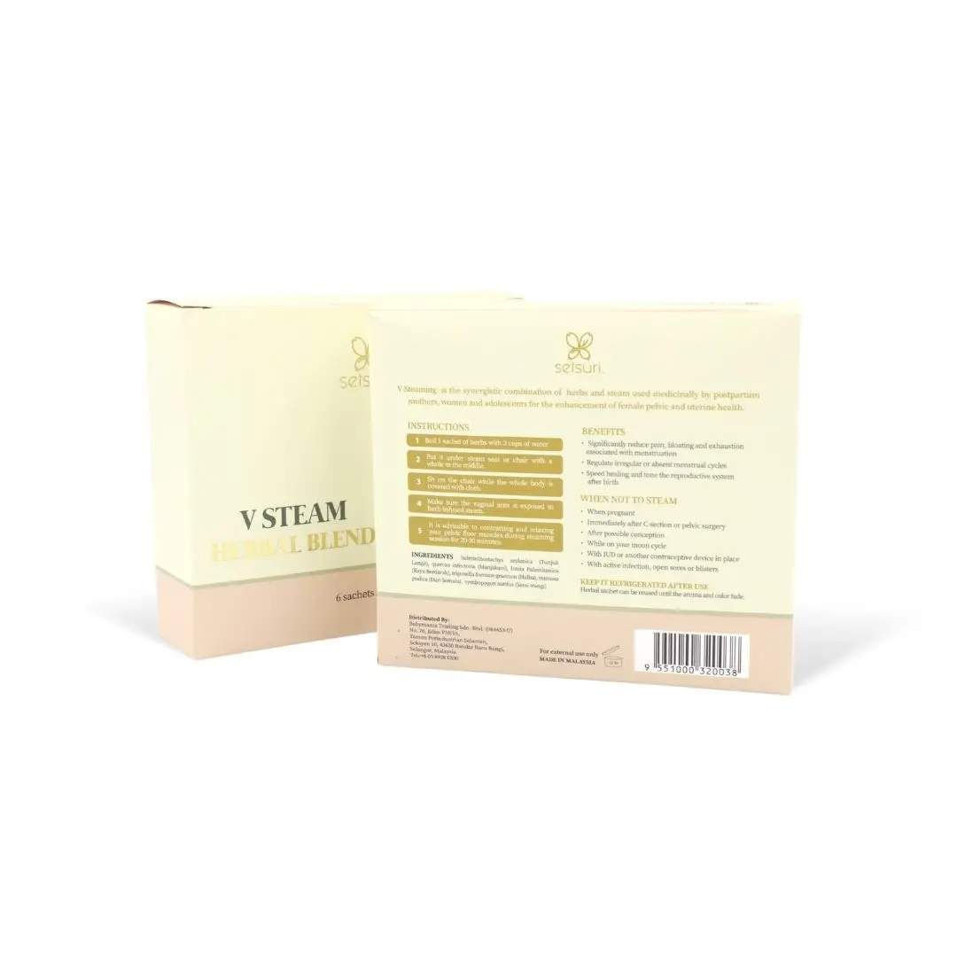 Best selling shelf nature ingredients for mother usage feminine hygiene products Setsuri V Steam Herbal Blend from Malaysia
