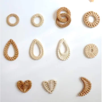 100% natural materials earrings, rattan handwoven findings with multi-shapes from Vietnam manufacturer