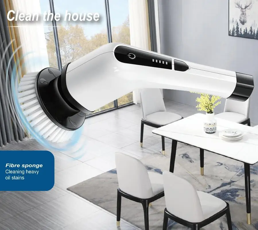 7in1 Electric Cleaning Brush  Handle House Cleaning,Good Quality Spin Scrubber for  Stubborn Stains and Household Flooring Scrub