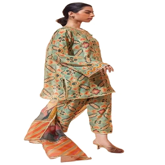 Unstitched Embroidered suit for women stylish Pakistani Suits for women High Quality Ladies Lawn 3 piece Shirt Dupatta Trouser