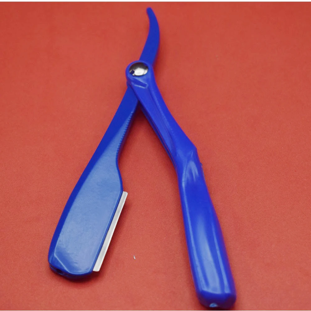 New Style Custom Logo Manual Classic Fashion Blue Straight Edge Razor Hair Shaving Eyebrow Beard Razor
