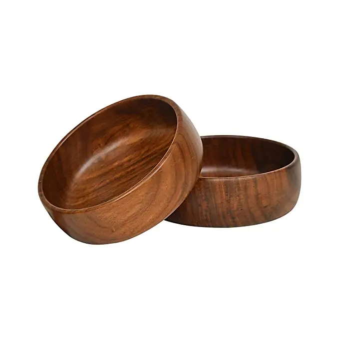 Acacia Wood Table Center Pieces Bowl for Serving Dry Fruits Salad Vegetables Soup Fish Bowl Indian Real Wood Handmade Bowls