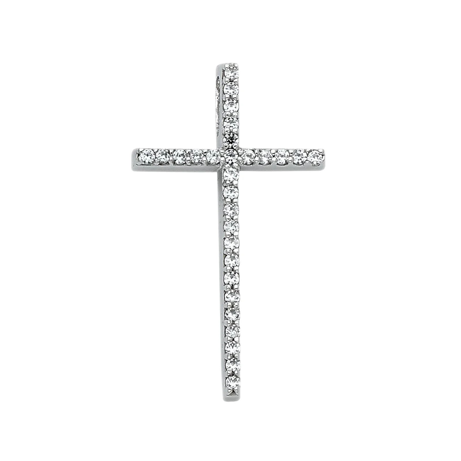14K Silver Plated Polished Finish Diamond Cross Religious Fashion Pendant Elegant Cross New Unique Design