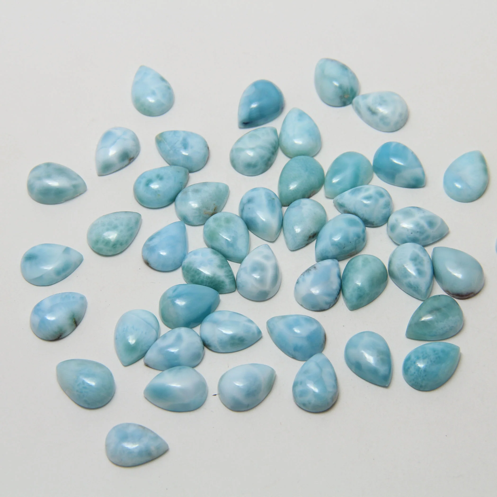 New Arrival Natural Larimar Cabochon Pear Shape  Loose Gemstones For Making Jewellery
