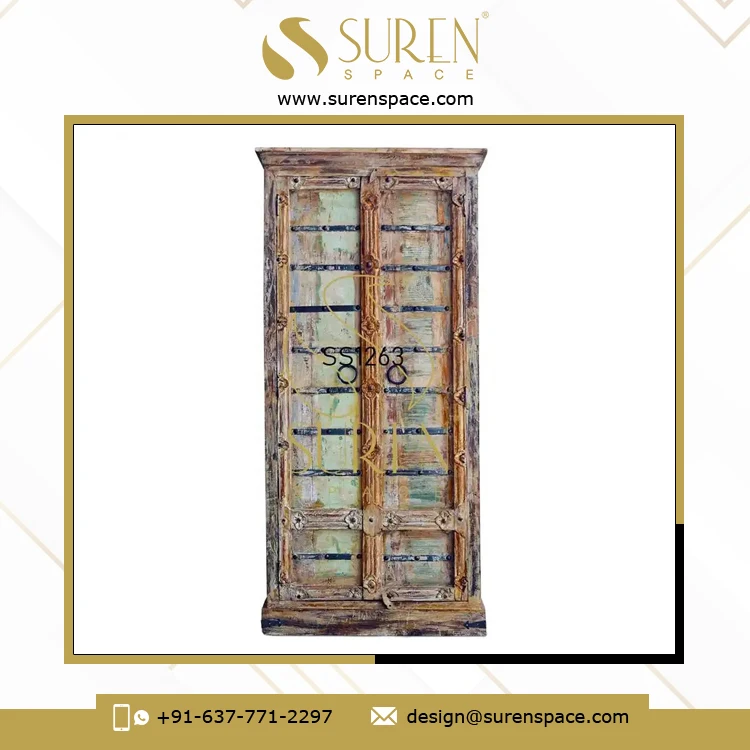 Античный вид Репродукция из тикового дерева античный уникальный дизайн индийские старые двери шкафы для гостиной Almirah