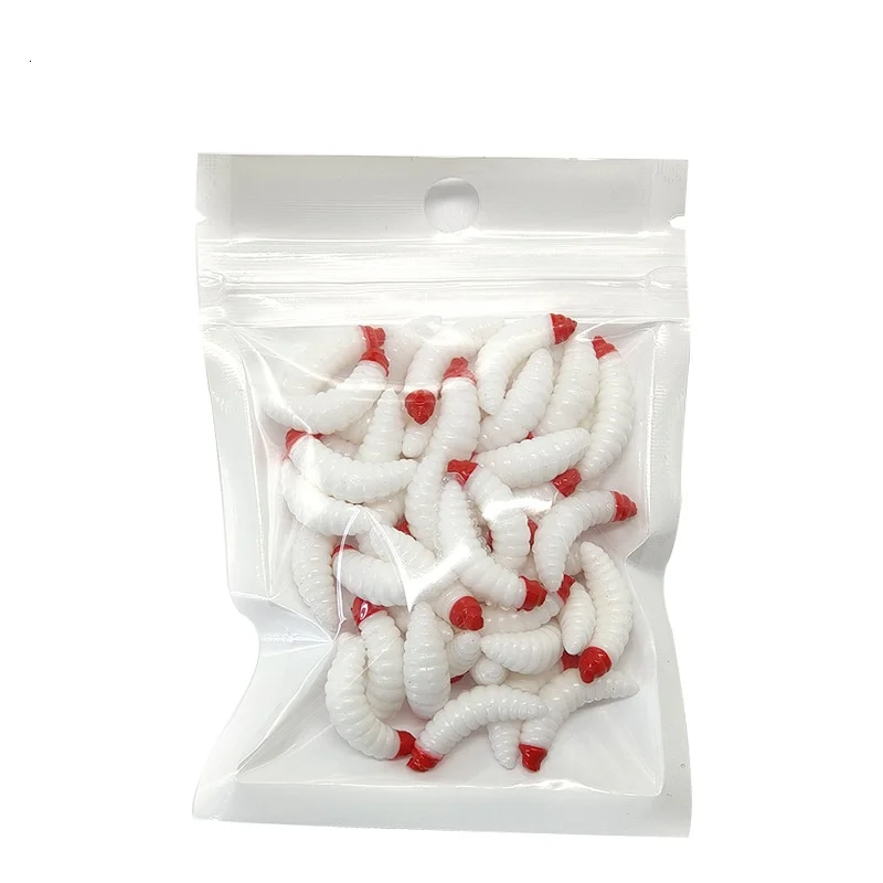 Seafox 100 pieces/bag 0.4g 2.4cm plastic worm bait Soft bait jig mealworm bait