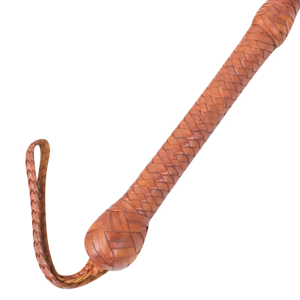 Tan Color Hand Made  Cow Hide Leather Heavy Bull Whips 04 To  16 Feet Length  14 Plaits Custom Bullwhip Belly And Bolster