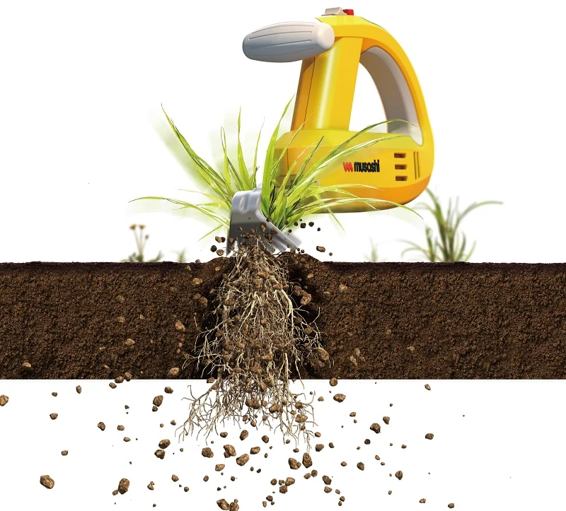 Musashi Cordless Electric Garden Hand Tools with Rechargeable Battery to pull up weeds by roots