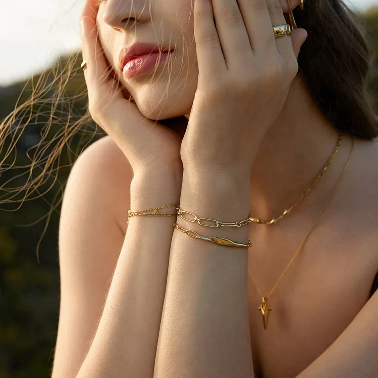 925 из стерлингового серебра 14K/18K позолоченный Vermeil Изящные ювелирные изделия оптом с шипами очаровательный тонкий браслет на цепочке для женщин