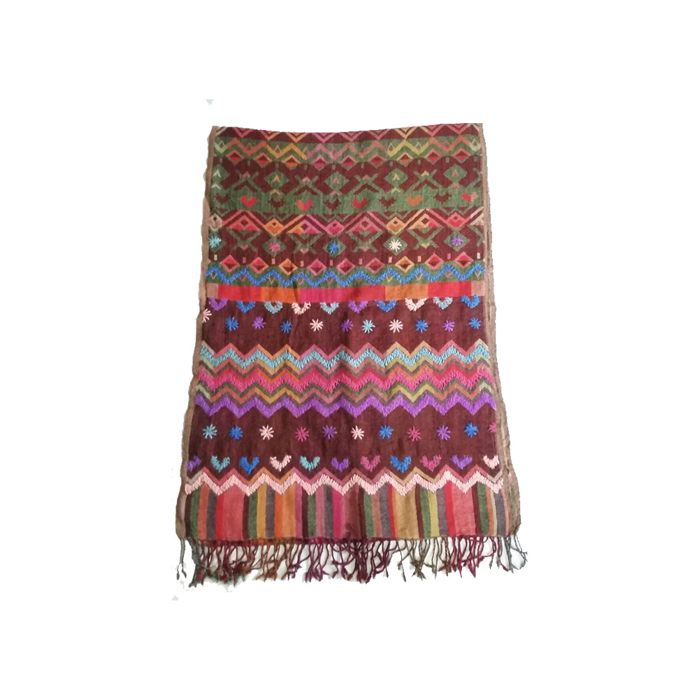 Luxury High Quality Customized Wool Stole with Embroidery Work Floral Design Shawl/Scarf At Good Price
