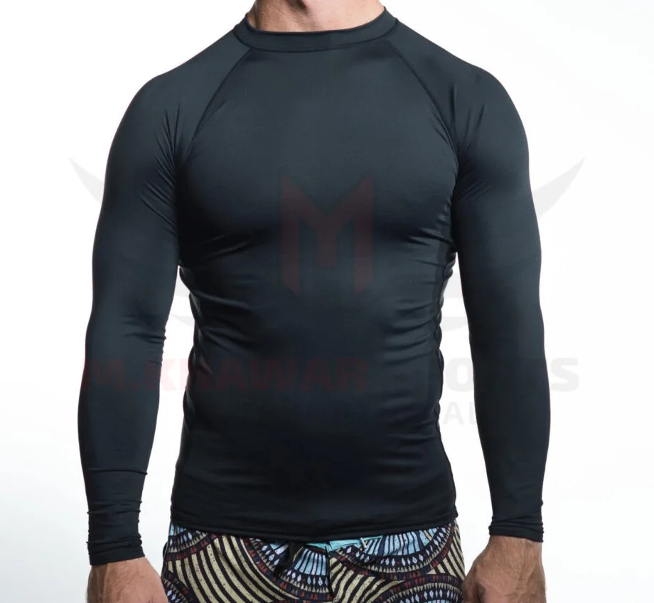 2024 Custom Sublimation Printed Black Rash Guard Men High Quality MMA Compression Surf T-Shirt Long Rashgurad BJJ Cheap Price