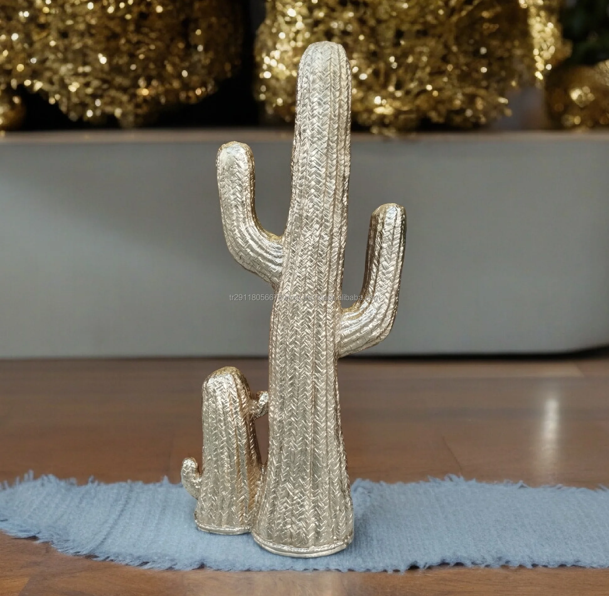 2024 Hot Sale Large Gold Cactus Statue Resin Sculpture For Indoor Outdoor Modern Luxury Decorative Accessories
