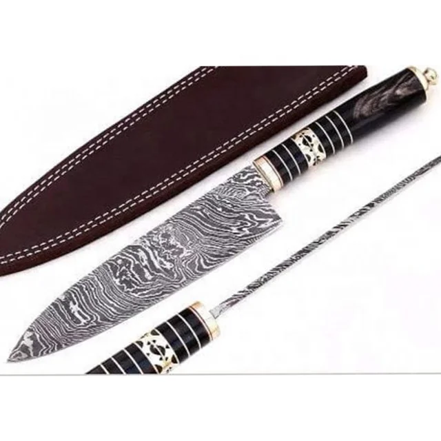 Professional   Custom Handmade Damascus Steel High Quality  Chef Kitchen Knife With Proctored Cover