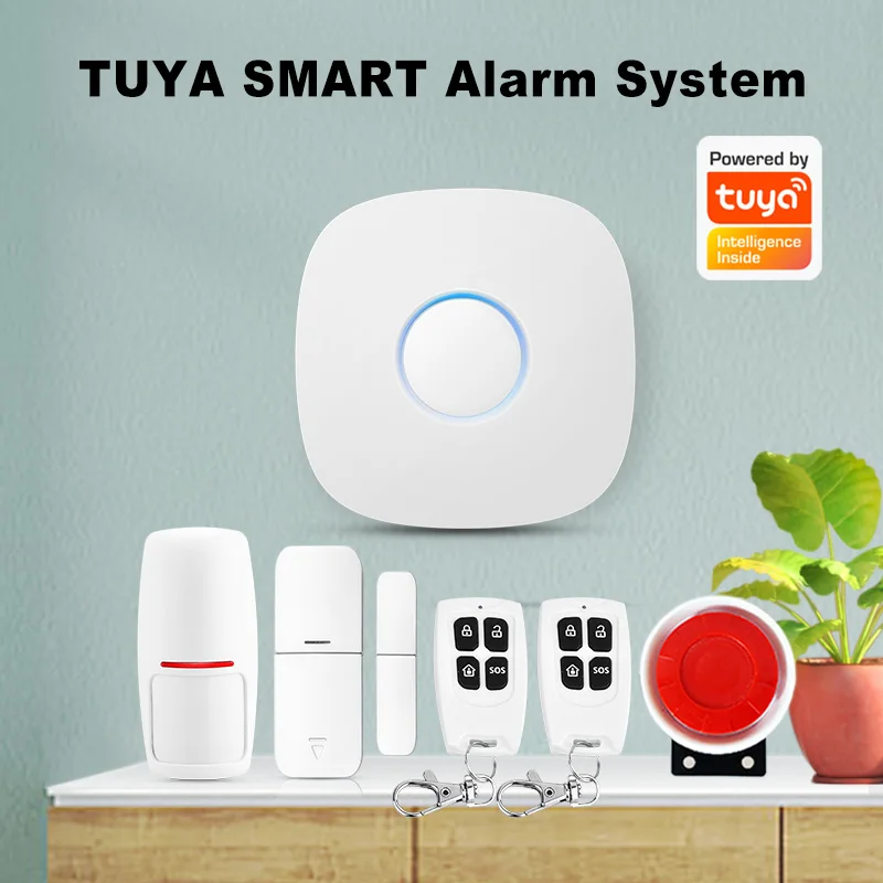 HIMOJO Factory Direct Sale Tuya APP Gateway WIFI Door PIR Sensor Bell Integrated Fire Detecting Smart Secure Alarm System Home
