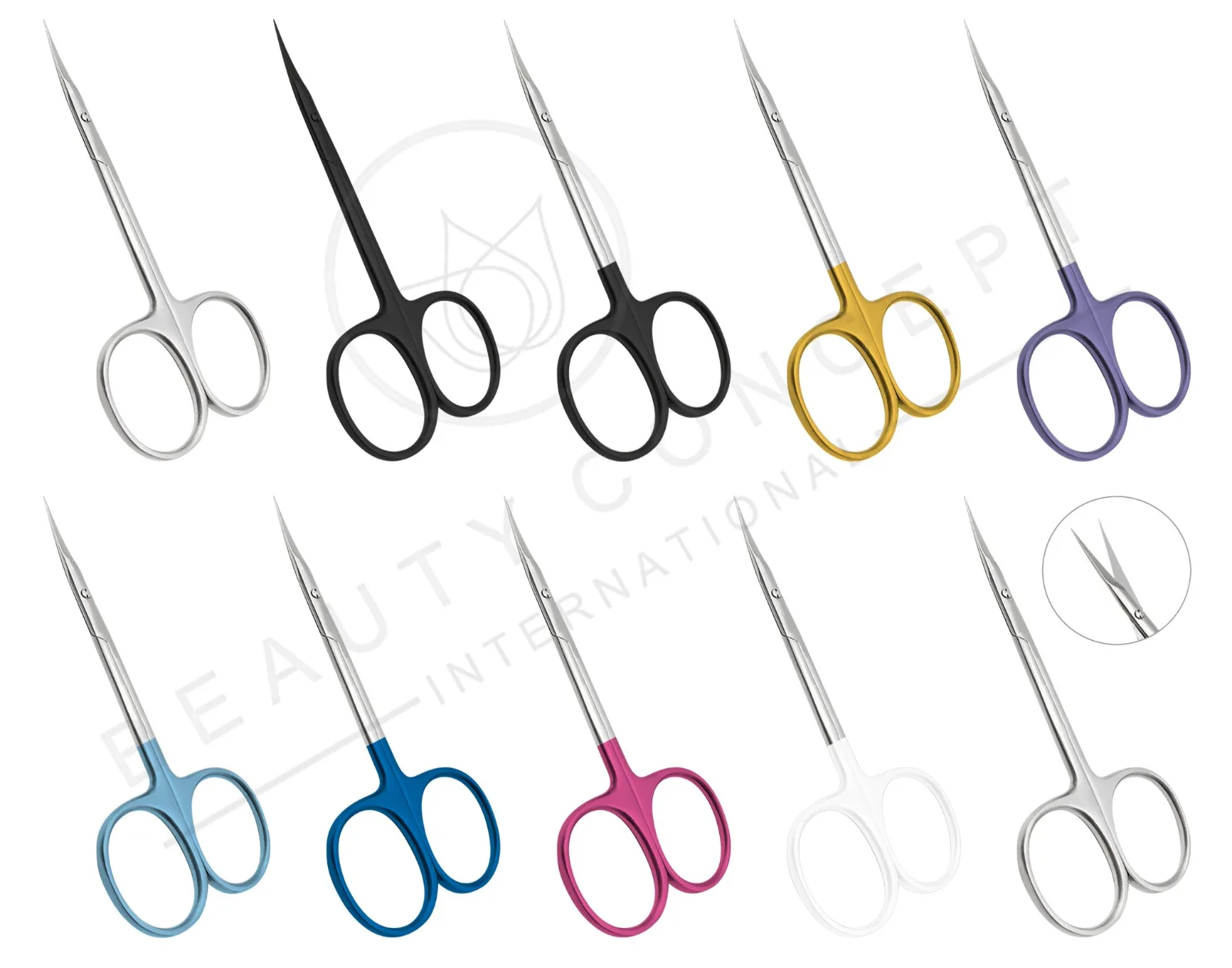 Colored Manicure Scissors Spring Action Russian Manicure Scissors/ Extra Sharp Fine Pointed Russian Cuticle Scissors